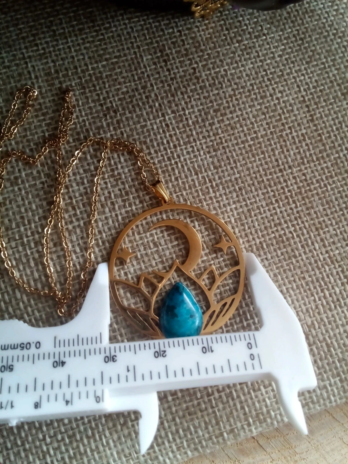Collier médaillon jaspe et lune – photo 3